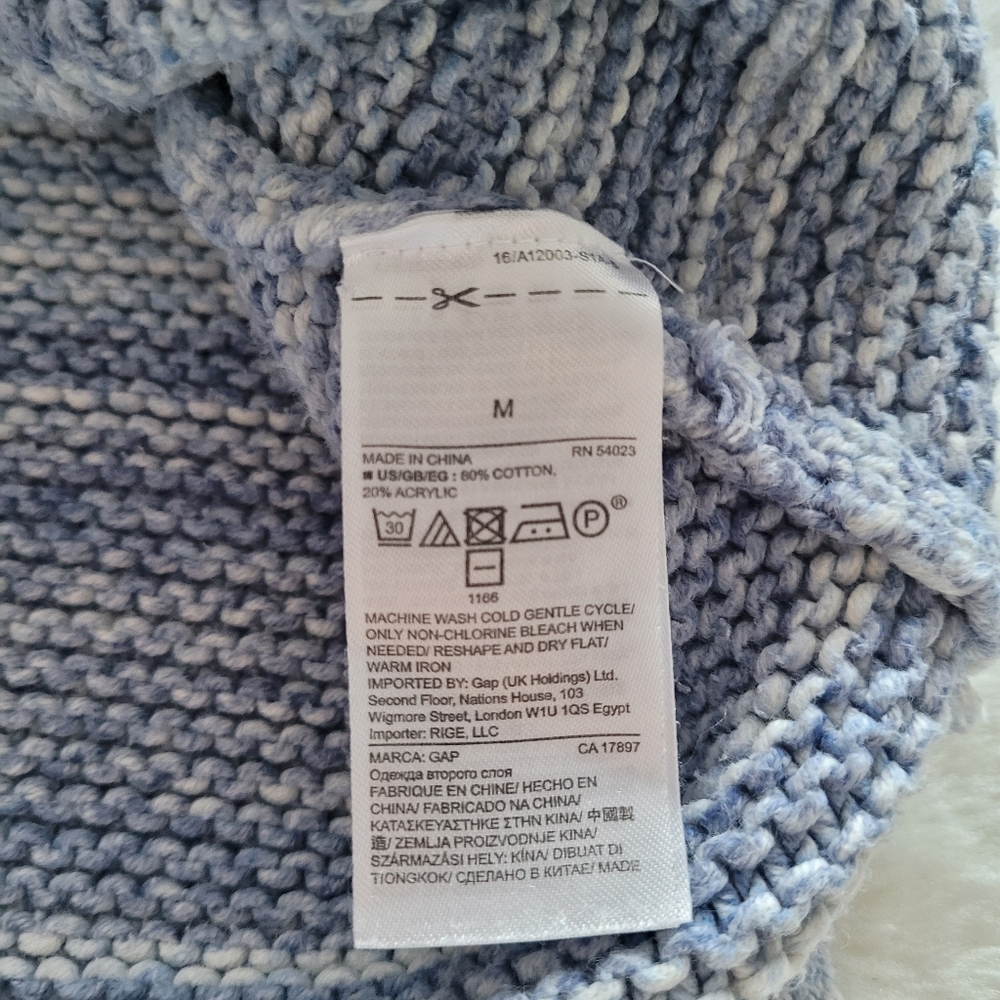 GAP Ombrè Sleeveless Cotton Cheveron Knit Tank With In Blue Marled Yarn Size M - Picture 7 of 8